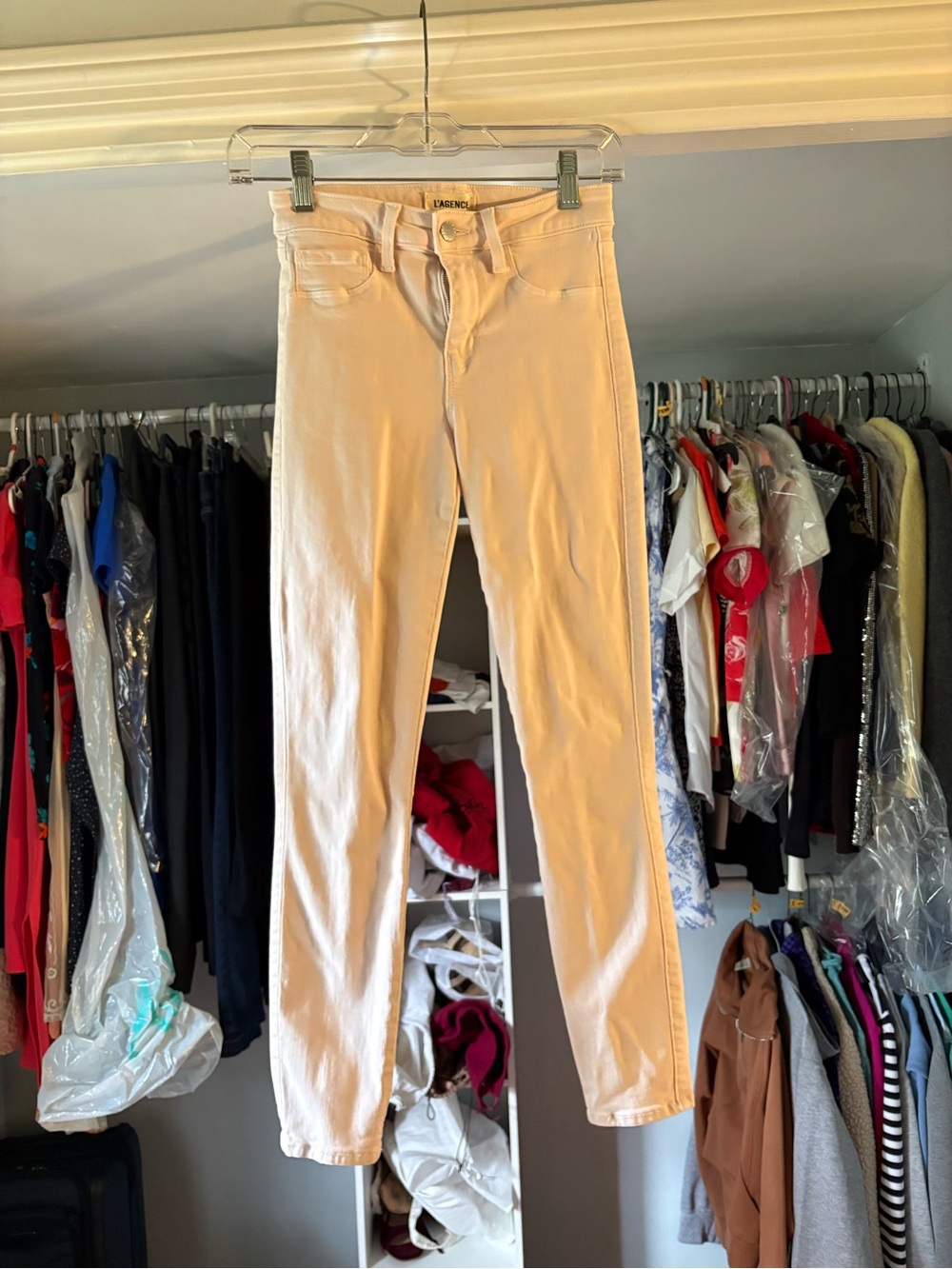 L'AGENCE Slim Ankle Jeans in Light Beige
